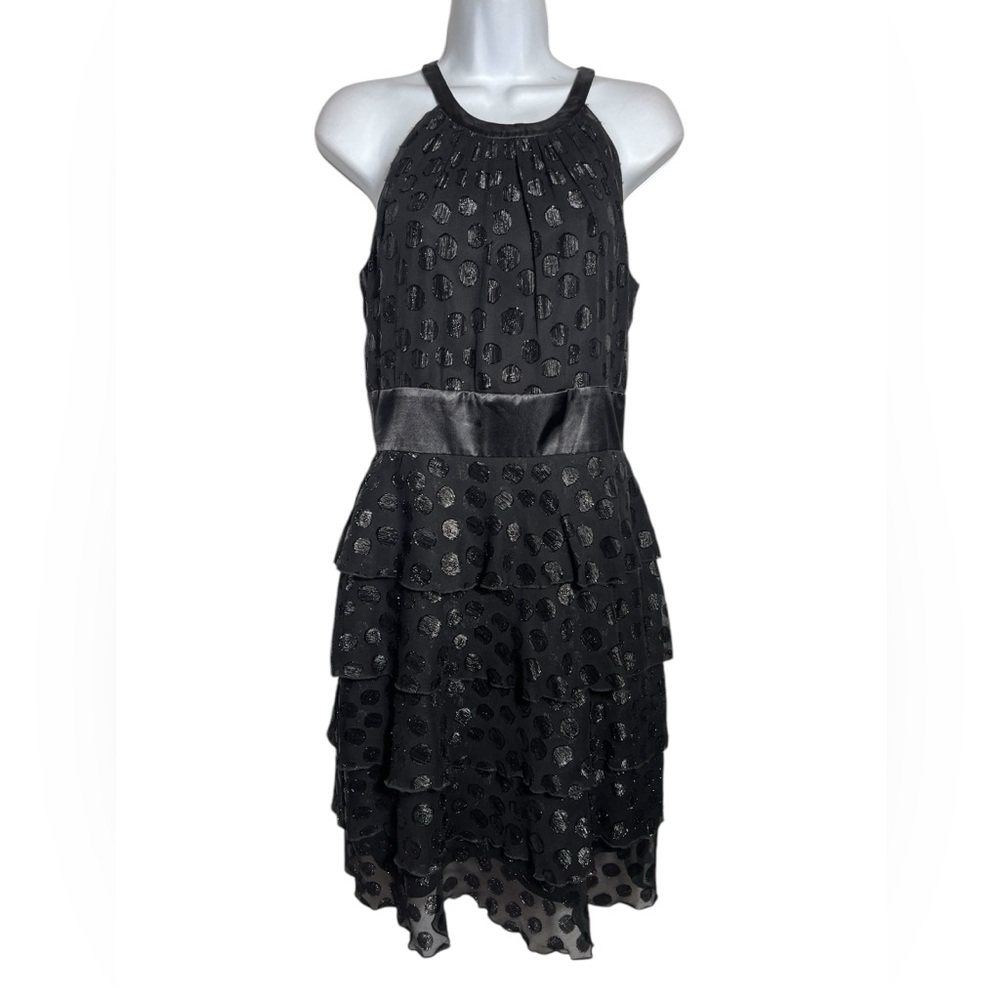 Evan Picone dress size 6 petite stunning black polka dot sleeveless dress